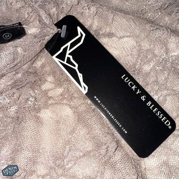 Lucky & Blessed Taupe Long Sleeve Lace Mini Dress S/M/L - Western Chic NEW - Picture 6 of 9